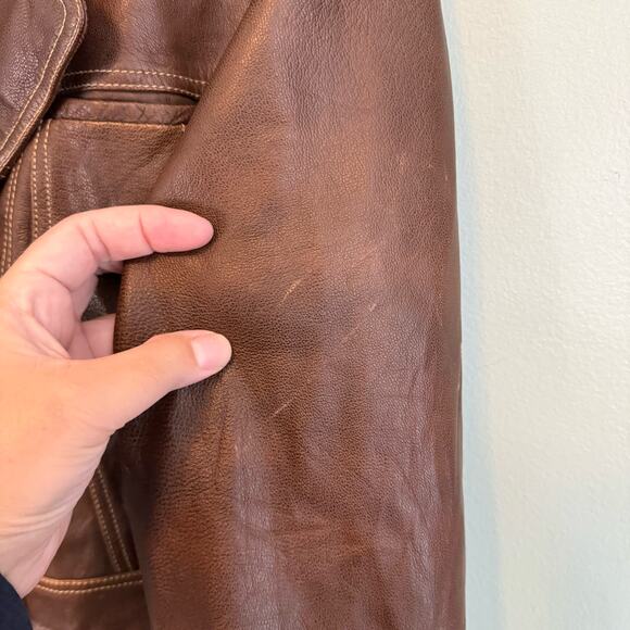 Wilsons Leather Maxima Trench Coat Women L Brown Collared Button Mobwife Outdoor - Picture 8 of 13
